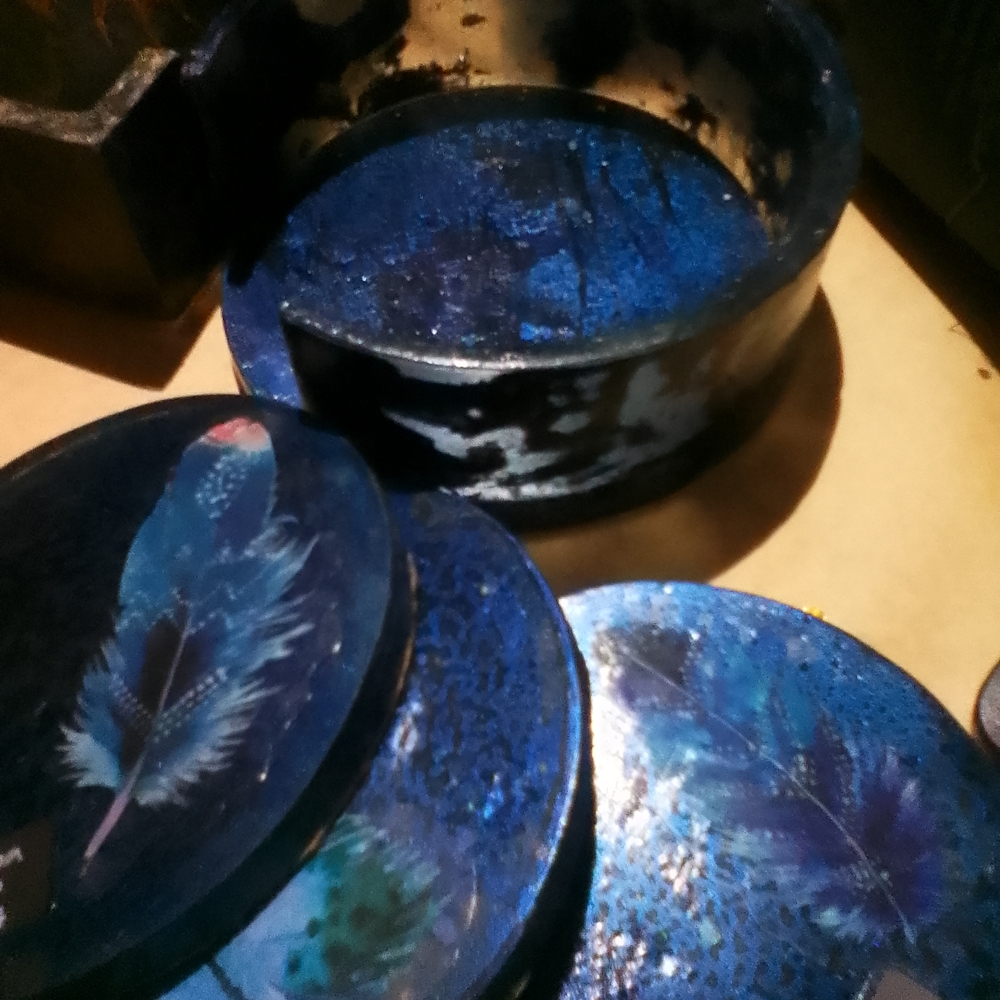 Blue Feather Coasters